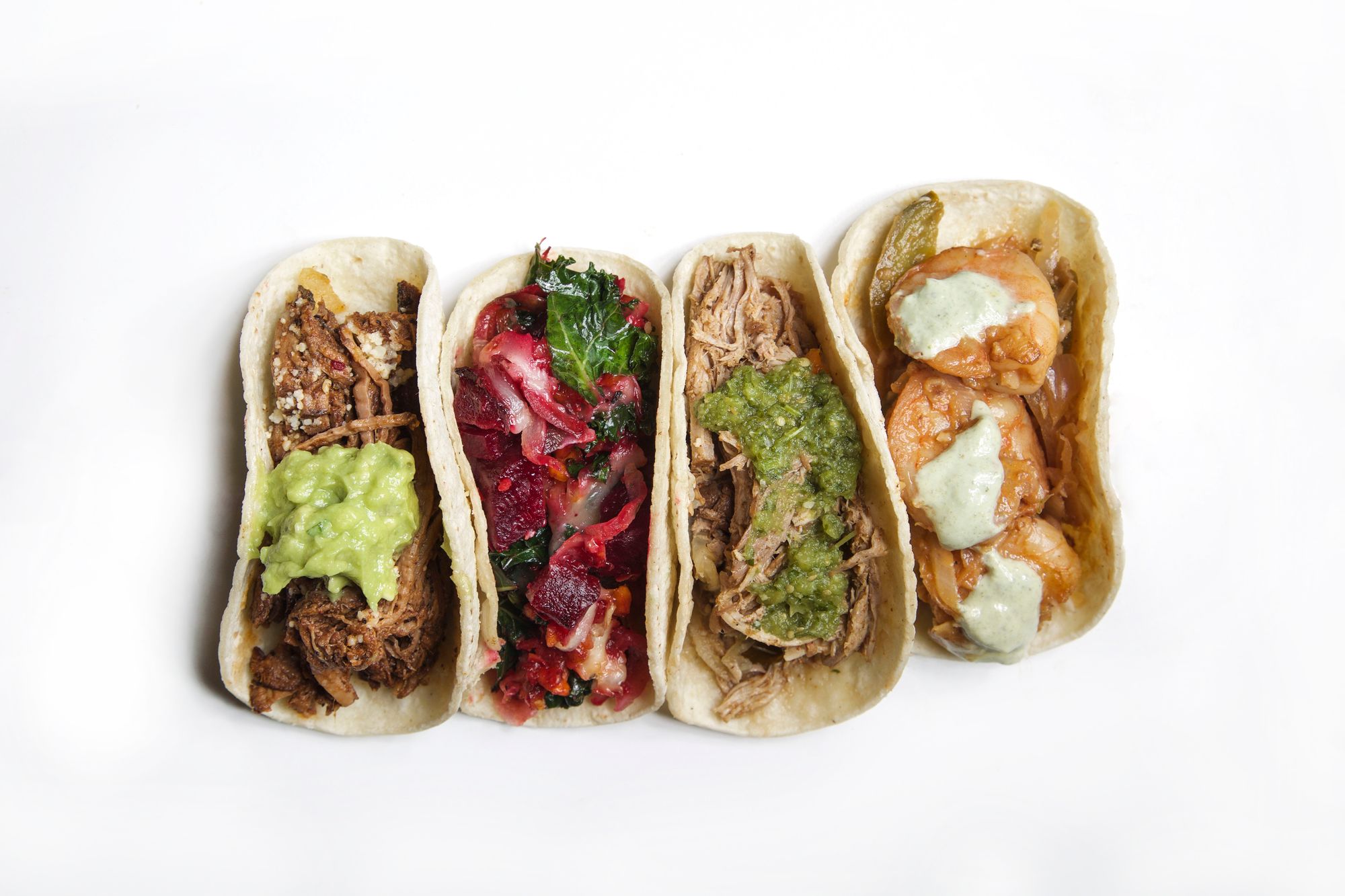 Four different tacos