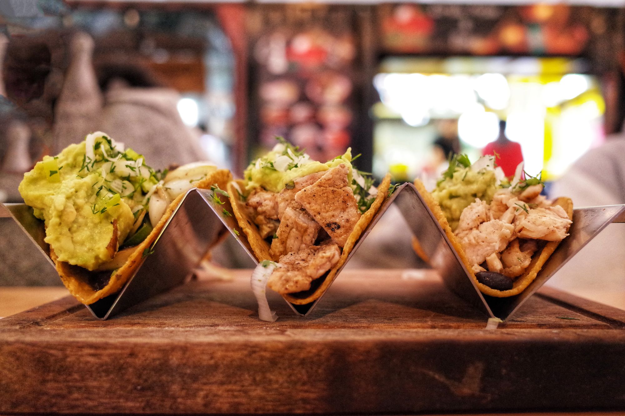 Tacos with avocado and chicken